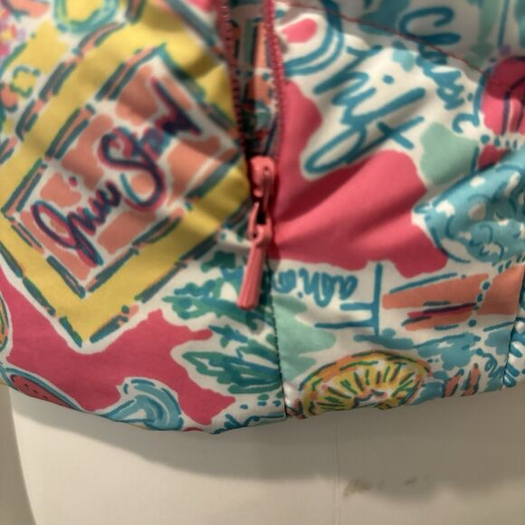 Lilly Pulitzer Lauren Puffer Vest Small In The Beginning Print Down Pockets - Picture 11 of 16